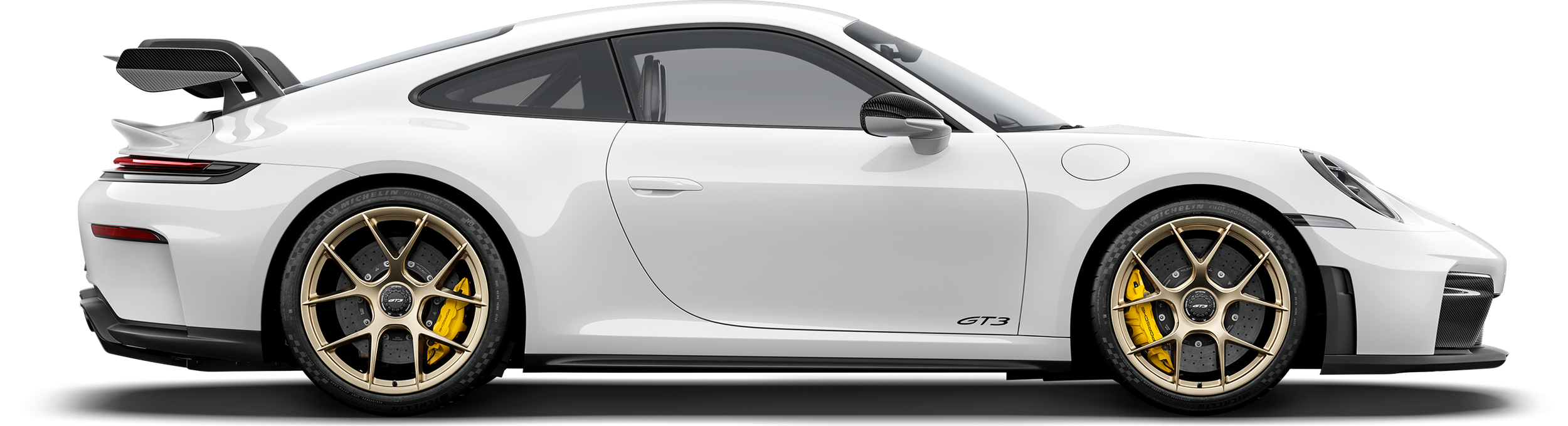 2024 Porsche 911 GT3 side profile showing the aggressive stance, centre-lock wheels, and functional aerodynamics